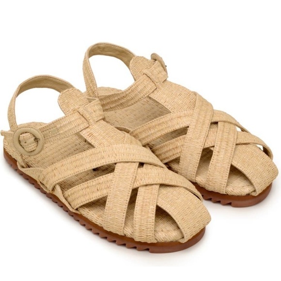 Farm Rio Raffia Woven Strappy Fisherman Sandals NEW - Picture 1 of 8